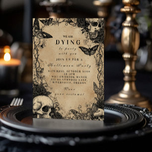 Dark Victorian Skull Moth Haunted Gathering Invitation