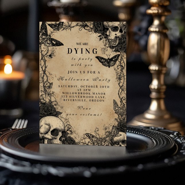 Dark Victorian Skull Moth Haunted Gathering Invitation (Creator Uploaded)