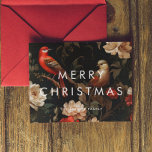 Dark Vintage Background Minimalist Merry Christmas Holiday Card<br><div class="desc">Dark Merry Christmas card: an original and striking design,  with a bold minimalist font mixed with a vintage elegant background.</div>