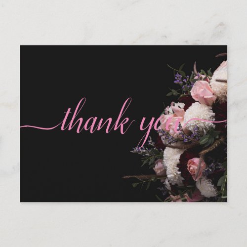 Dark vintage burgundy   Floral    Thank you  Postc Postcard