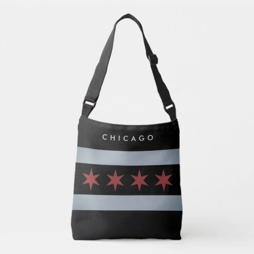 Dark vintage Chicago flag custom crossbody bag