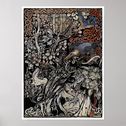 Dark Vintage Fairy tale Book Illustration Poster