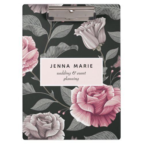 Dark Vintage Floral Business Clipboard