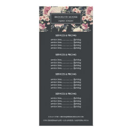 Dark Vintage Floral Logo | Pricing Services Rack Card