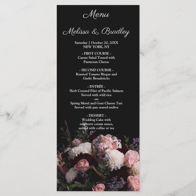 Dark vintage Floral Menu (Front)