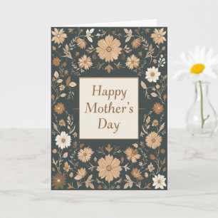Dark Vintage Floral Mothers Day Mom Card