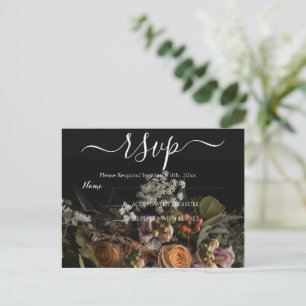 Dark vintage Floral RSVP Postcard