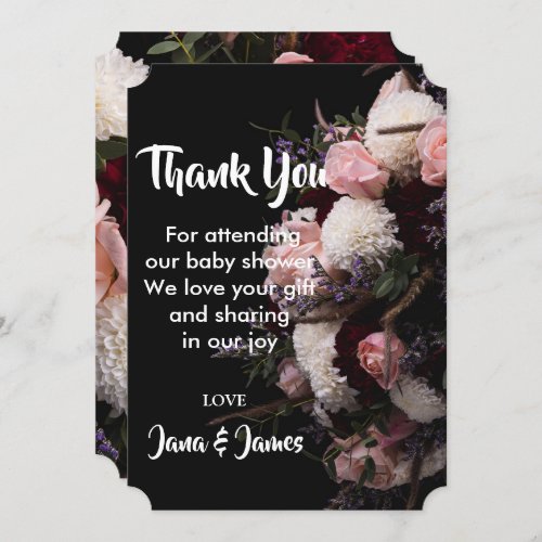 Dark vintage Floral   thank you Invitation