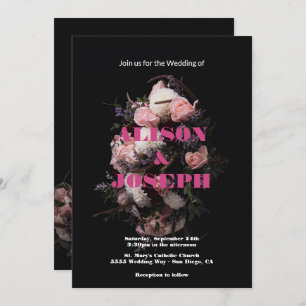 Dark Vintage Floral Wedding Invitation
