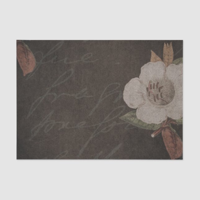 Dark Vintage Flower Decoupage Tissue Paper (Front)