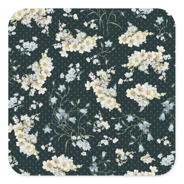 Dark vintage flower wallpaper pattern square sticker