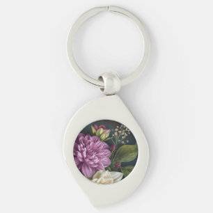 Dark Vintage Flowers Keychain