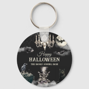 Dark Vintage Gothic Skull Annual Halloween Party Keychain
