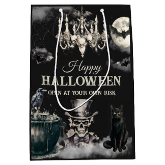Dark Vintage Gothic Skull Annual Halloween Party Medium Gift Bag