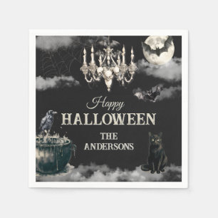 Dark Vintage Gothic Skull Annual Halloween Party Napkins