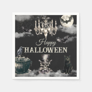 Dark Vintage Gothic Skull Annual Halloween Party Napkins