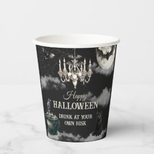 Dark Vintage Gothic Skull Annual Halloween Party Paper Cups