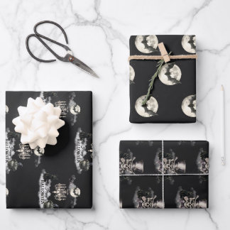 Dark Vintage Gothic Skull Annual Halloween Party Wrapping Paper Sheets