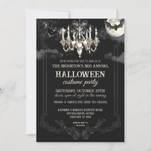 Dark Vintage Gothic Skull Halloween Party Scary Invitation