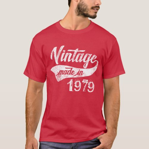 Dark Vintage Made in 1979 40th Birthday T_Shirt