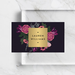 Dark Vintage Modern Floral Motif Luxe Designer II Business Card