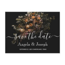 Dark vintage orange Floral Save the Date Ann