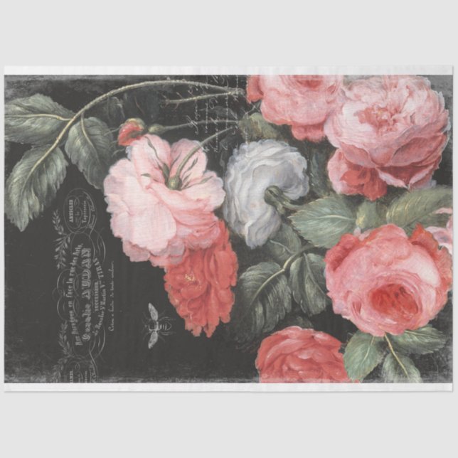 Dark Vintage Rose Decoupage Paper (Front)