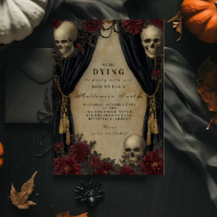 Dark Vintage Skull Halloween Celebration Invitation