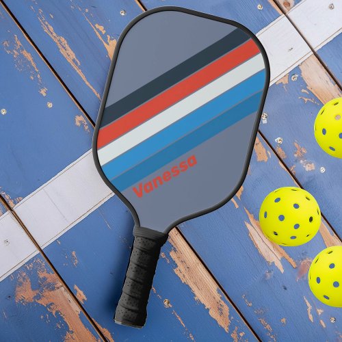 Dark Vintage Striped with Name Pickleball Paddle