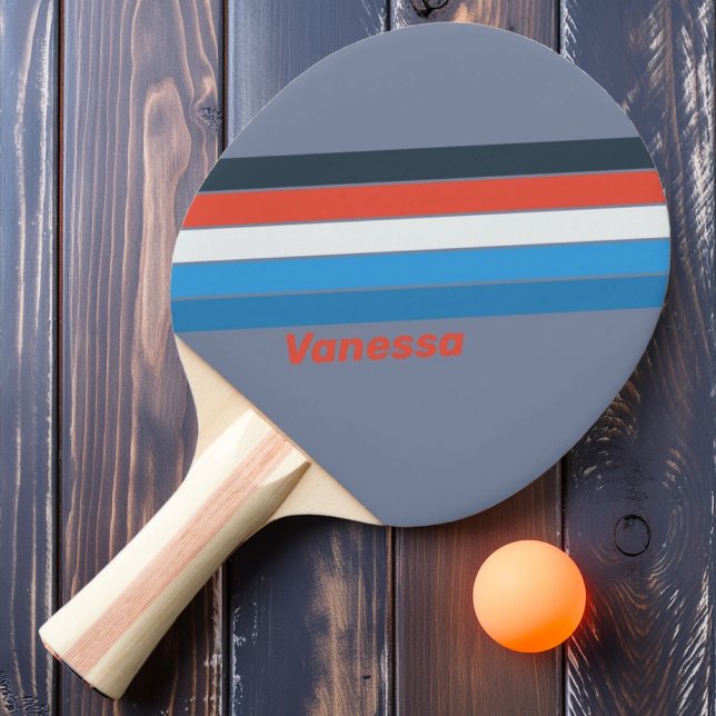 Dark Vintage Striped with Name Ping Pong Paddle (Creator Uploaded)