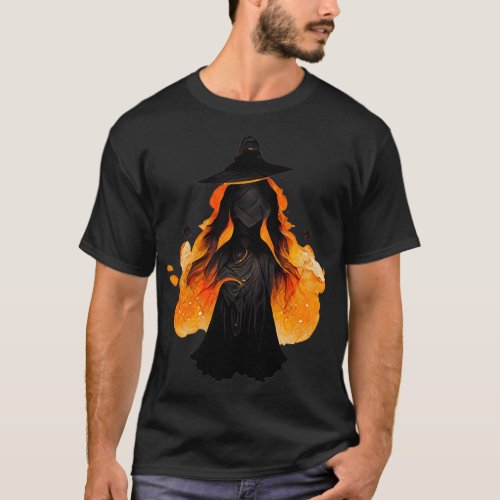 Dark vintage witch wiccan fire element T_Shirt