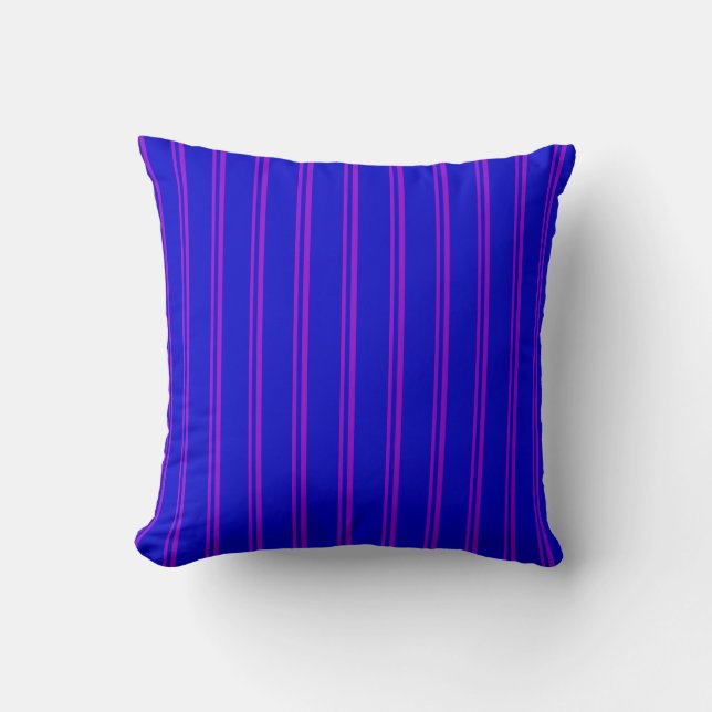 Dark Violet and Blue Lines Pattern Throw Pillow (Front)
