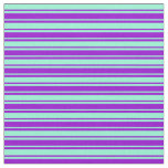 [ Thumbnail: Dark Violet & Aquamarine Colored Lined Pattern Fabric ]