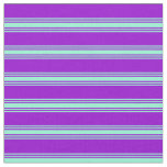 [ Thumbnail: Dark Violet & Aquamarine Colored Stripes Fabric ]