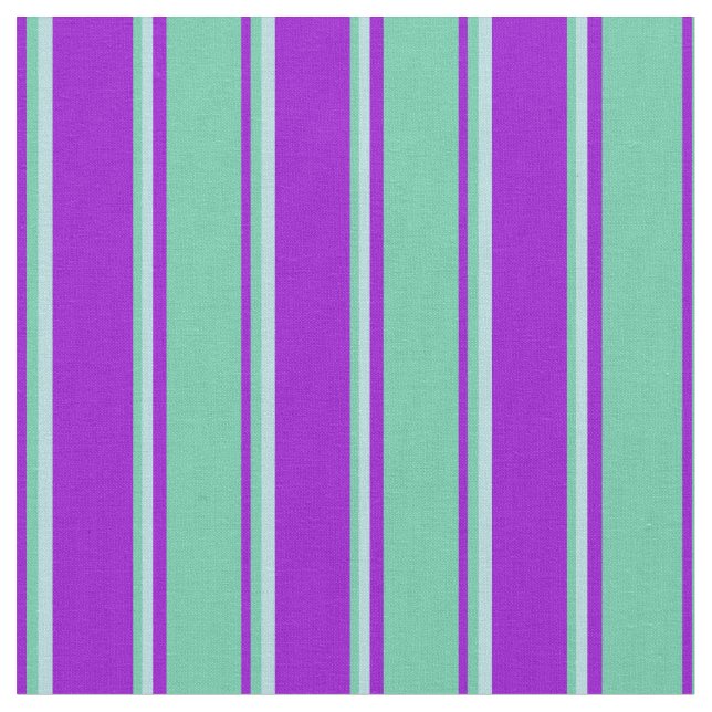 Dark Violet, Aquamarine & Powder Blue Pattern Fabric (Close Up)