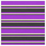 [ Thumbnail: Dark Violet, Black & Tan Colored Stripes Pattern Fabric ]