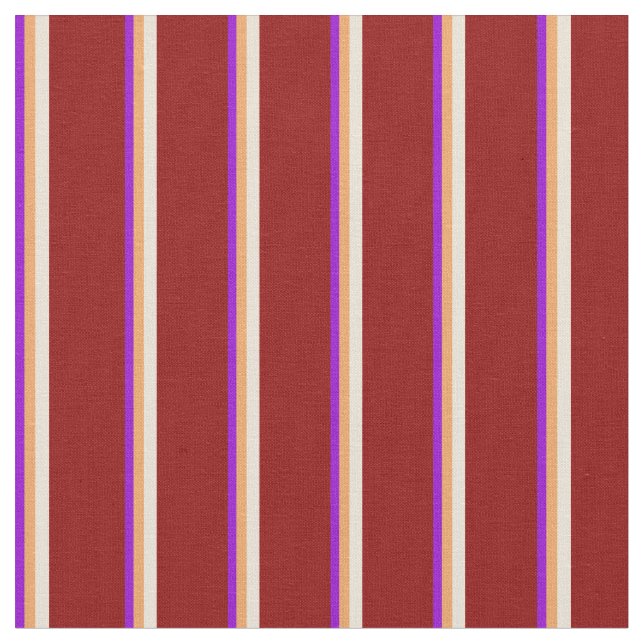 Dark Violet, Brown, Bisque, and Dark Red Lines Fabric (Close Up)