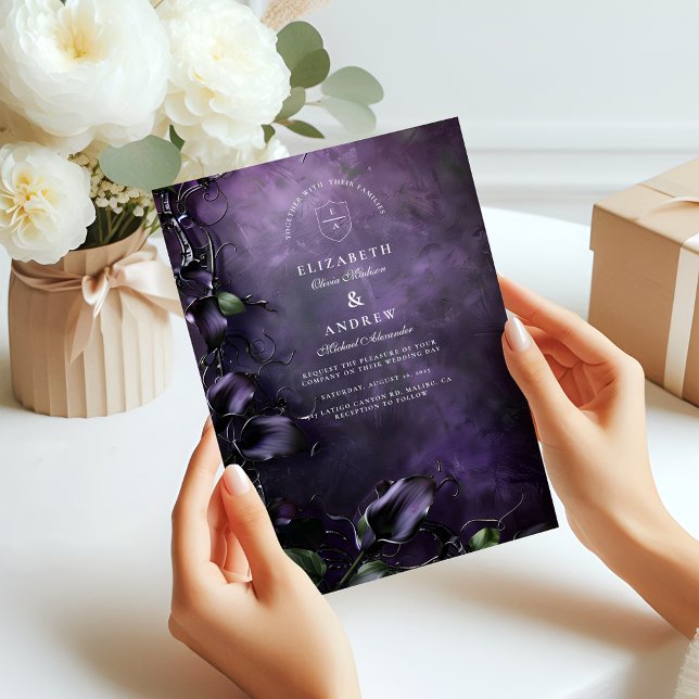 Dark Violet Gothic Romance Invitation (Creator Uploaded)