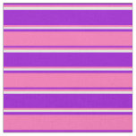 [ Thumbnail: Dark Violet, Hot Pink & Mint Cream Pattern Fabric ]
