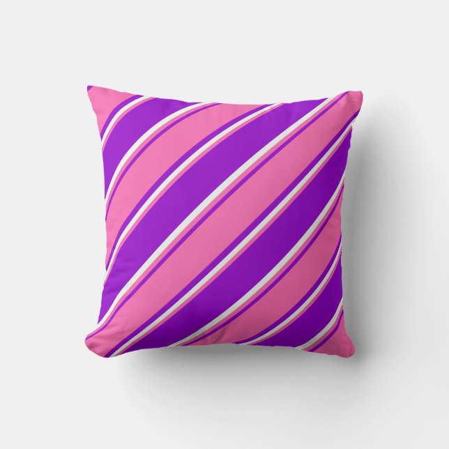 Dark Violet, Hot Pink & Mint Cream Pattern Pillow (Front)