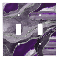 Dark Violet Marble Agate Silver Glitter Glam #1