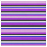 [ Thumbnail: Dark Violet, Plum, Blue, White, and Black Pattern Fabric ]