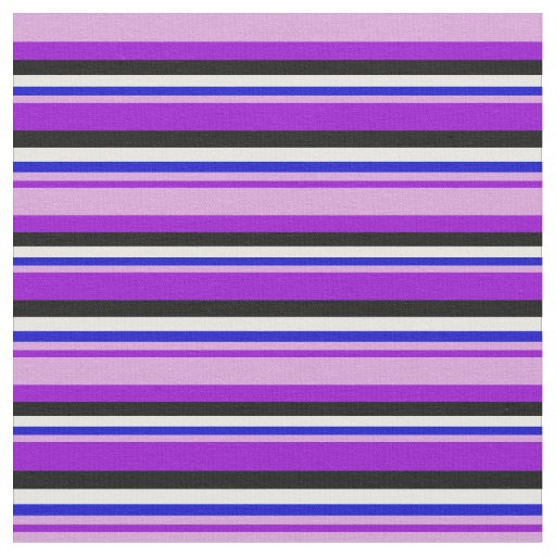 Dark Violet, Plum, Blue, White, and Black Pattern Fabric