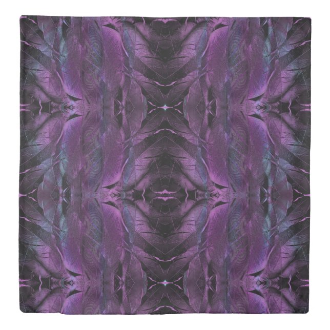 Dark Violet Purple Abstract Feather Textured Duvet Cover (Front)
