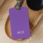 Dark Violet Purple | Modern Monogram Luggage Tag<br><div class="desc">This modern luggage tag design features a dark violet purple background,  with your initials in bold white text for a look that is simple and colorful,  yet professional.</div>