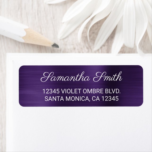 Dark Violet Purple Ombre Brushed Foil Label (Insitu)