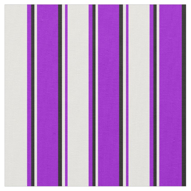 Dark Violet, White & Black Lined/Striped Pattern Fabric (Close Up)