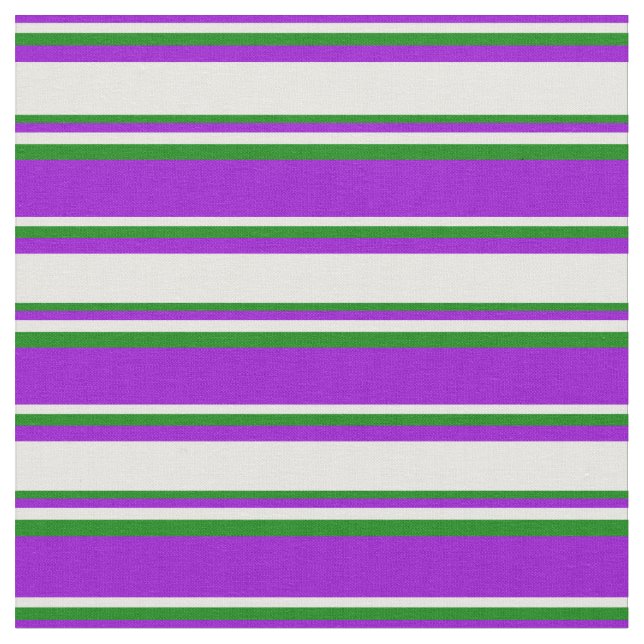 Dark Violet, White & Green Colored Lines Fabric (Close Up)