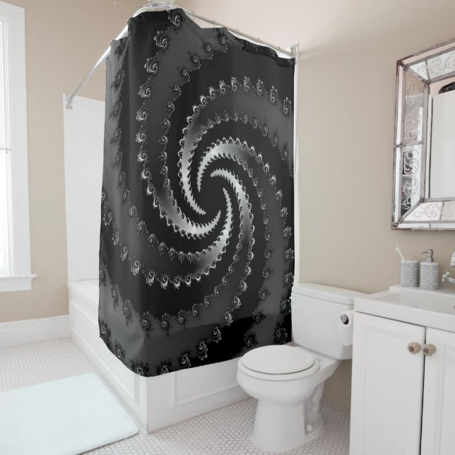 Dark Vortex Fractal Shower Curtain (In Situ)