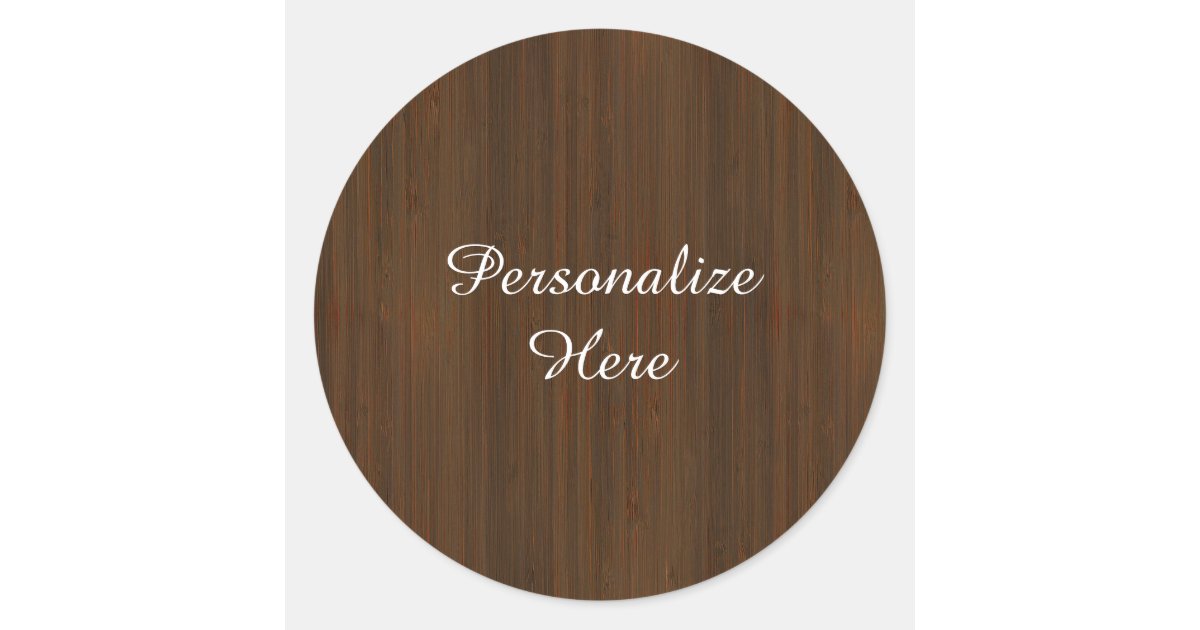 Dark Walnut Brown Bamboo Wood Grain Look Classic Round Sticker Zazzle